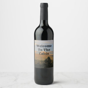 Willkommen bei Cabin Arizona Landschaft Foto Berge Weinetikett