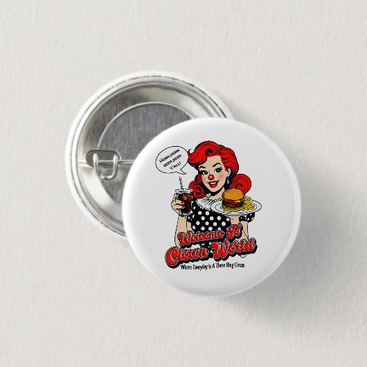 Willkommen bei Clowworld Button (Vorne & Hinten)