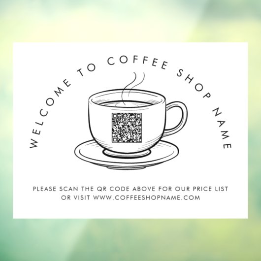 Willkommen bei Coffee Shop Name QR Code Fensterheb Fensteraufkleber (Blatt 3)