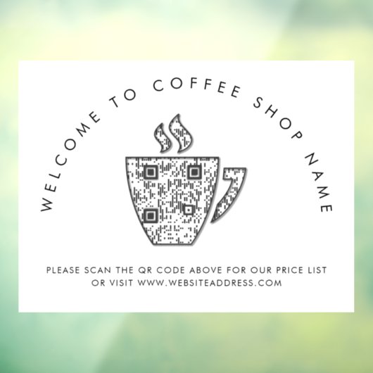 Willkommen bei Coffee Shop Name QR Code Fensterheb Fensteraufkleber (Blatt 3)