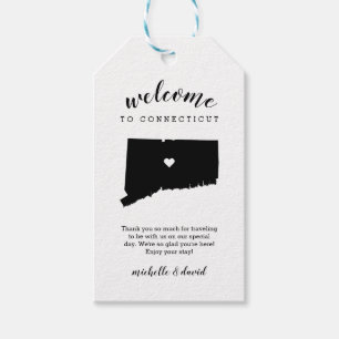 Willkommen bei Connecticut   Kalligraphische Hochz Geschenkanhänger