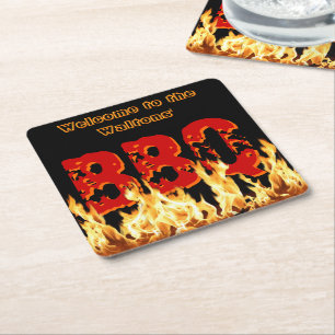 Willkommen bei [Dein Name]'s BBQ Rechteckiger Pappuntersetzer