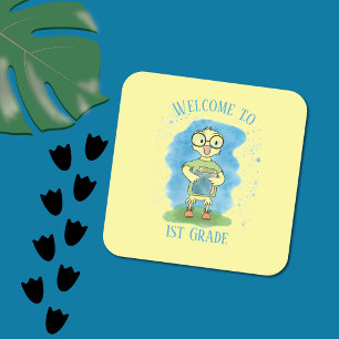 Willkommen bei den Aufklebern für die gelbe Ente d Quadratischer Aufkleber