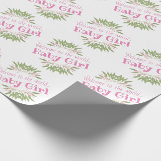 Willkommen bei den World Baby Girl Pink Blume Geschenkpapier