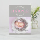 Willkommen bei der Ankündigung der rosa grauen Geb (Stehend Vorderseite)