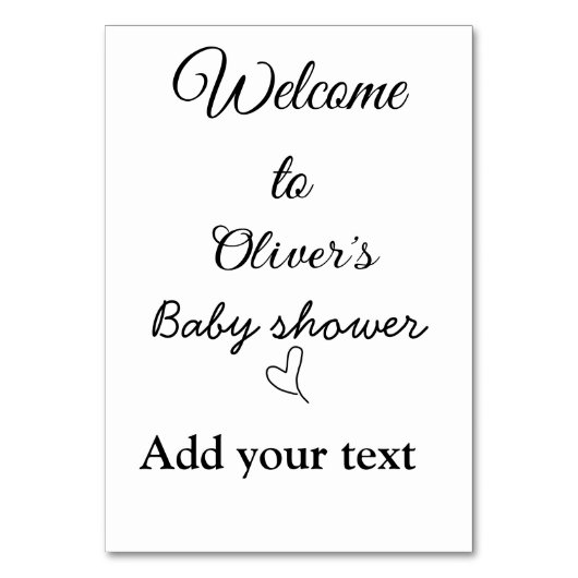 Willkommen bei der Babydusche hinzufügen Name Anfü Tischnummer (Vorderseite)