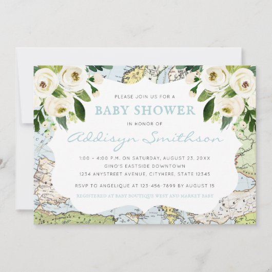 Willkommen bei der Blauen Babydusche der Weltflora Einladung (Vorderseite)