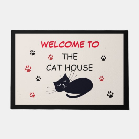 Willkommen bei der Cat House Door Mat Fußmatte (Vorderseite)