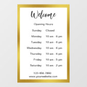 Willkommen bei der Eröffnung der White & Gold Gesc Fensteraufkleber (Blatt)