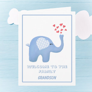 Willkommen bei der Familie Grandson Baby Elephant Karte