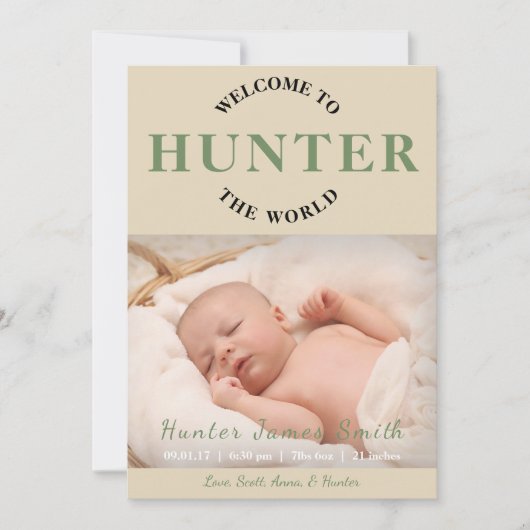 Willkommen bei der Geburtsankündigung des World Fo Einladung (Vorderseite)