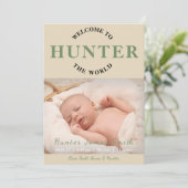 Willkommen bei der Geburtsankündigung des World Fo Einladung (Stehend Vorderseite)