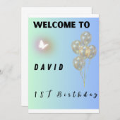 Willkommen bei der Geburtstagsparty Einladung (Vorne/Hinten)