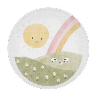 Willkommen bei der Herde Aquarell-Baby-Lamm Schneidebrett
