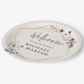 Willkommen bei der Hochzeit | Begrüßung Pappteller (Schrägansicht)