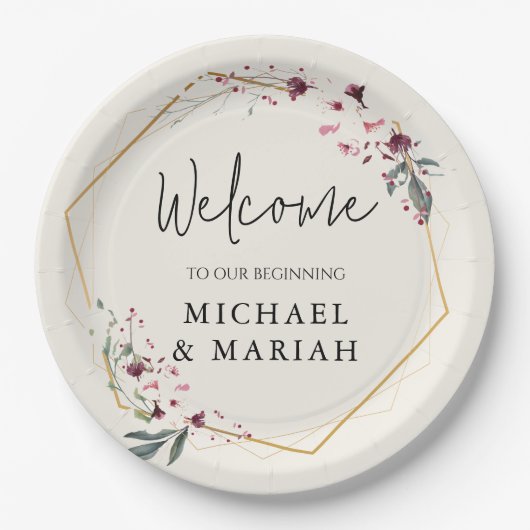 Willkommen bei der Hochzeit | Begrüßung Pappteller (Vorderseite)