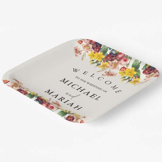 Willkommen bei der Hochzeit | Begrüßung Pappteller (Gewinkelt)