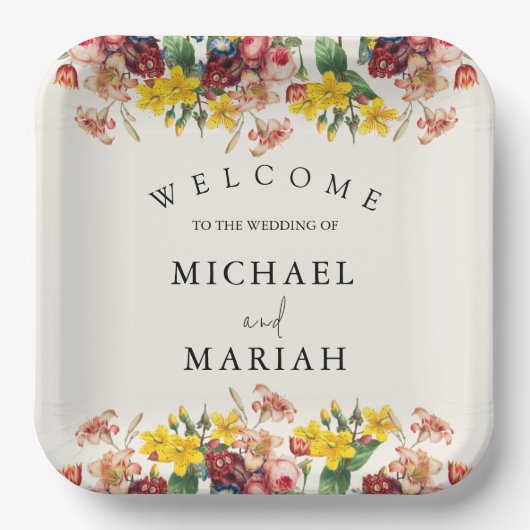 Willkommen bei der Hochzeit | Begrüßung Pappteller (Vorderseite)