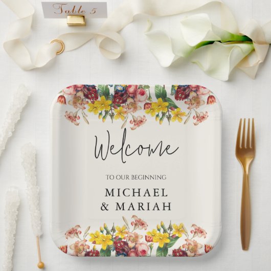 Willkommen bei der Hochzeit | Begrüßung Pappteller (Hochzeit)