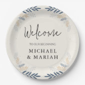 Willkommen bei der Hochzeit | Begrüßung Pappteller (Vorderseite)