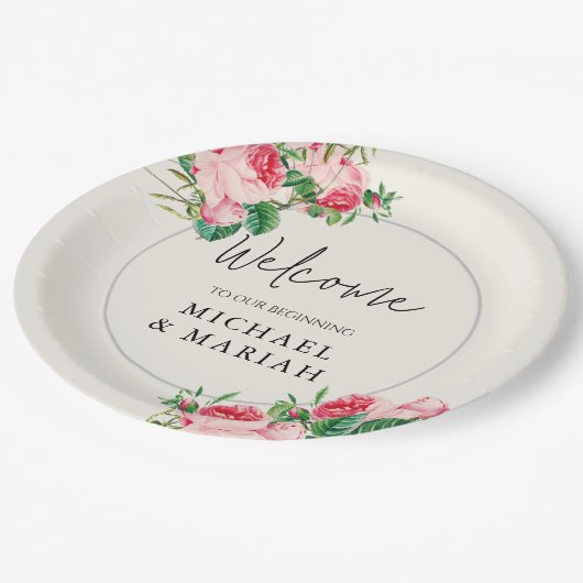 Willkommen bei der Hochzeit | Begrüßung Pappteller (Schrägansicht)