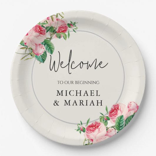 Willkommen bei der Hochzeit | Begrüßung Pappteller (Vorderseite)