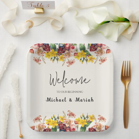 Willkommen bei der Hochzeit | Begrüßung Pappteller (Hochzeit)