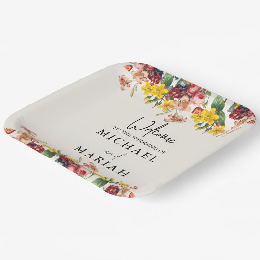 Willkommen bei der Hochzeit | Begrüßung Pappteller (Gewinkelt)