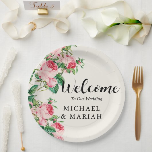 Willkommen bei der Hochzeit | Begrüßung Pappteller (Hochzeit)