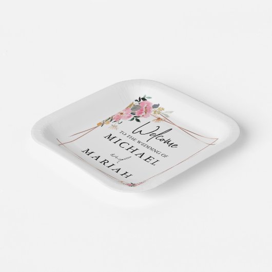 Willkommen bei der Hochzeit | Begrüßung Pappteller (Gewinkelt)