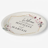 Willkommen bei der Hochzeit | Begrüßung Pappteller (Schrägansicht)