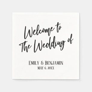Willkommen bei der Hochzeit der einfachen Typograf Serviette