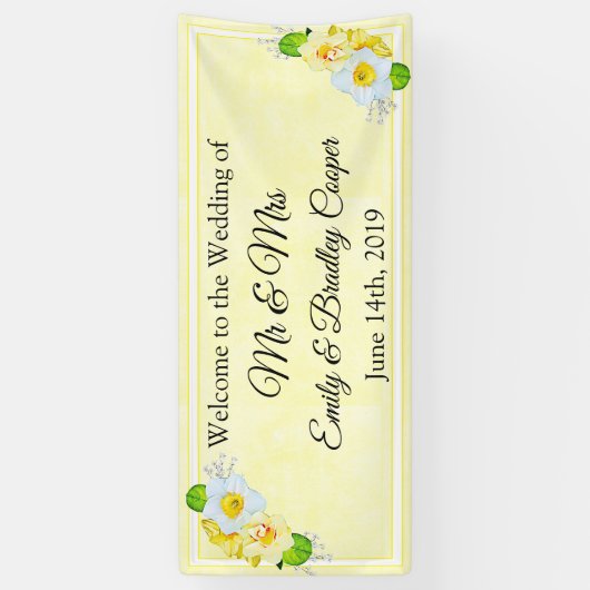 Willkommen bei der Hochzeit des Gelben Blütenbanne Banner (Vertikal)