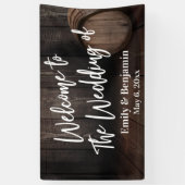 Willkommen bei der Hochzeit des Holzfass Banner (Vertikal)