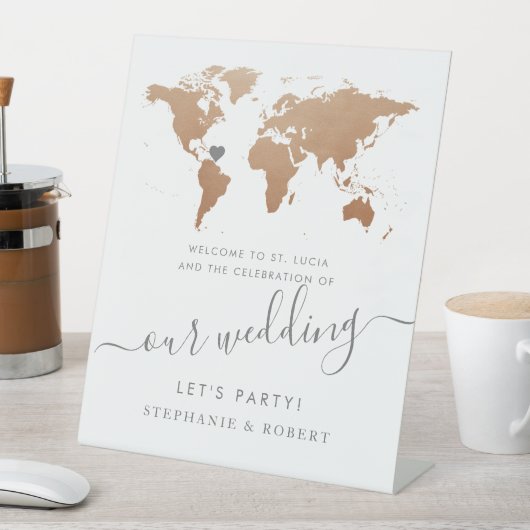 Willkommen bei der Hochzeit in Urlaubsort von Kupf Sockelschild (In Situ)