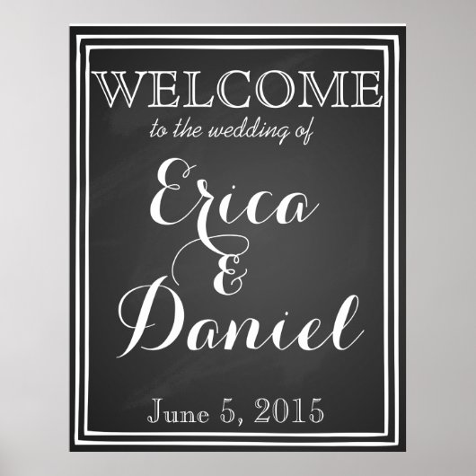 Willkommen bei der Hochzeit von Plakatschild-Tafel Poster (Vorne)