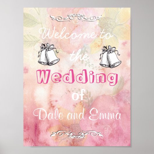 Willkommen bei der Hochzeit von Poster (Namen hinz (Vorne)