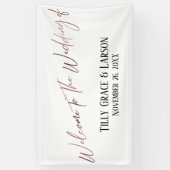 Willkommen bei der Hochzeit von Rose Gold Handwrit Banner (Vertikal)