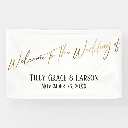 Willkommen bei der HochzeitGold Handwriting-Typogr Banner (Horizontal)