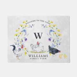 Willkommen bei der Hühnercoop | Familienname Monog Fußmatte
