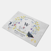 Willkommen bei der Hühnercoop | Familienname Monog Fußmatte (Schrägansicht)