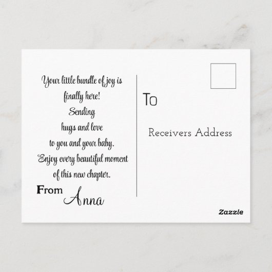 Willkommen bei der Mutterschaft Postkarte (Rückseite)