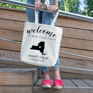 Willkommen bei der New YORK Staat Silhouette Hochz Tragetasche