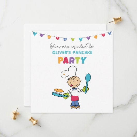 Willkommen bei der Pancake Party-Einladung Save The Date (Vorderseite/Rückseite Beispiel)