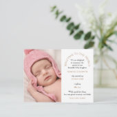 Willkommen bei der Welt Baby Girl Foto Typografie Postkarte (Stehend Vorderseite)