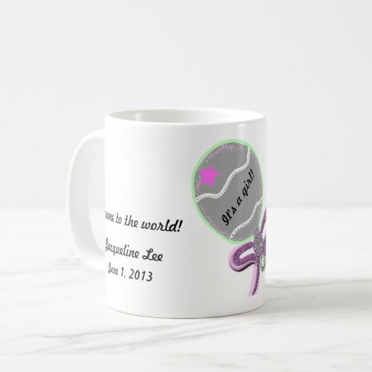 Willkommen bei der Welt Baby Girl Rattle CUSTOMIZE Kaffeetasse (Vorderseite Links)