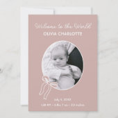 Willkommen bei der Welt Dusty Pink Neugeborenen Ge Ankündigung (Vorderseite)