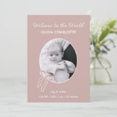 Willkommen bei der Welt Dusty Pink Neugeborenen Ge Ankündigung (Stehend Vorderseite)