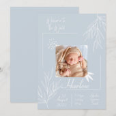 Willkommen bei der Welt Geburtshaus-Karte Blue Einladung (Vorne/Hinten)