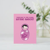 Willkommen bei der Welt kleinen Nichte Babushka Pu Postkarte (Stehend Vorderseite)